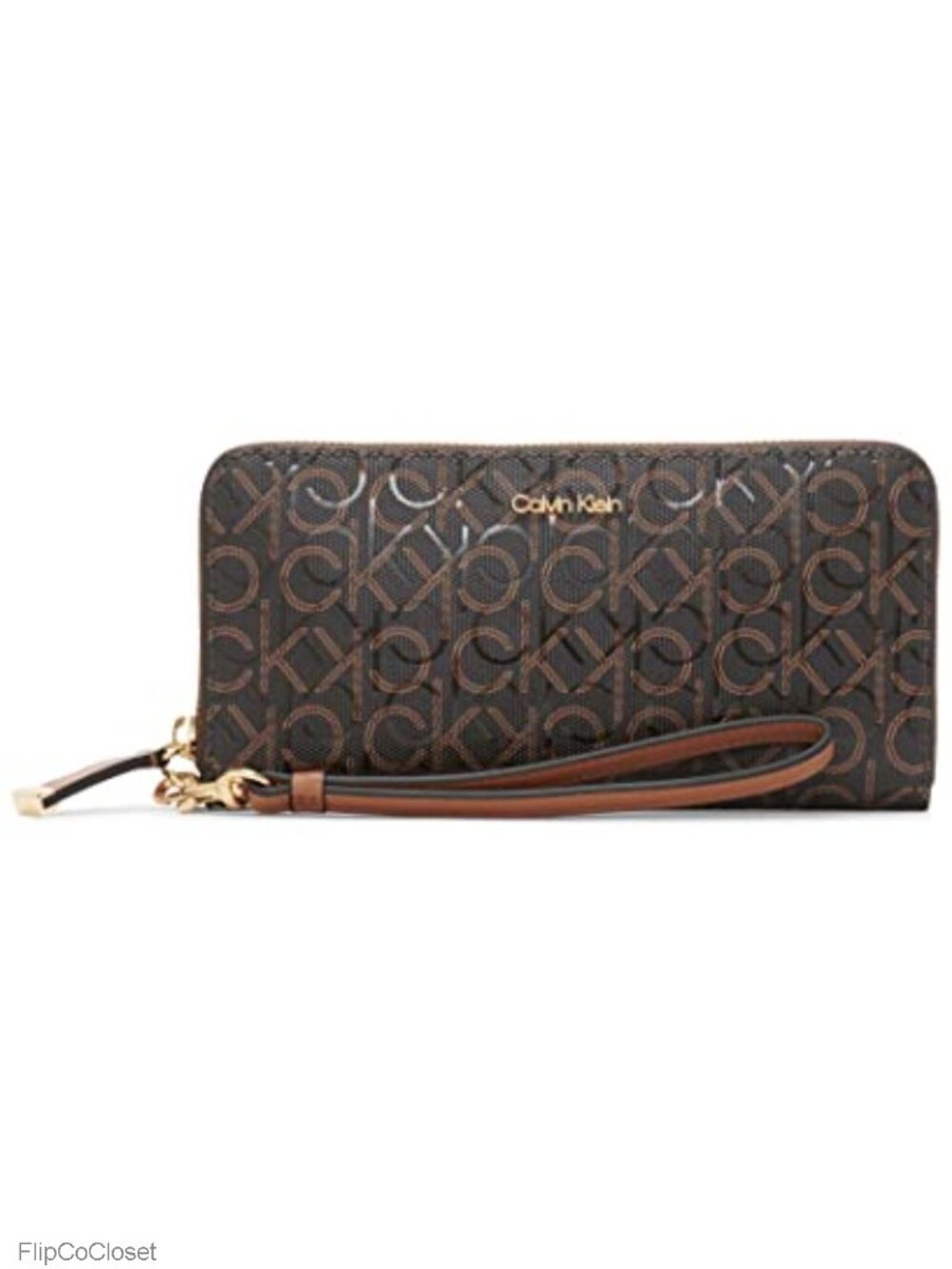 Saffiano Faux Leather Zip Around Wallet Wristlet Travel Accessory